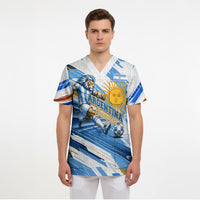 Personalized Argentina Football Champions Scrub Top Sun Of May Lion Mascot - Style of King