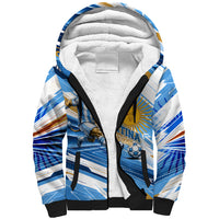 Personalized Argentina Football Champions Sherpa Hoodie Sun Of May Lion Mascot - Style of King