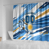 Personalized Argentina Football Champions Shower Curtain Sun Of May Lion Mascot - Style of King