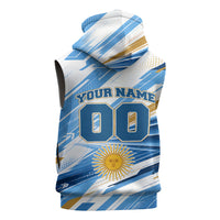 Personalized Argentina Football Champions Sleeveless Hoodie Sun Of May Lion Mascot - Style of King