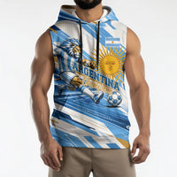 Personalized Argentina Football Champions Sleeveless Hoodie Sun Of May Lion Mascot - Style of King
