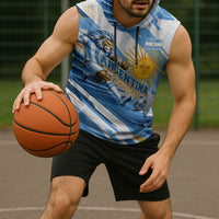 Personalized Argentina Football Champions Sleeveless Hoodie Sun Of May Lion Mascot - Style of King