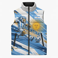 Personalized Argentina Football Champions Sleeveless Puffer Jacket Sun Of May Lion Mascot - Style of King