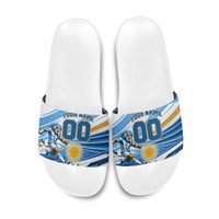 Personalized Argentina Football Champions Slide Sandals Sun Of May Lion Mascot - Style of King