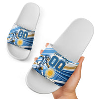 Personalized Argentina Football Champions Slide Sandals Sun Of May Lion Mascot - Style of King