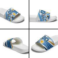 Personalized Argentina Football Champions Slide Sandals Sun Of May Lion Mascot - Style of King
