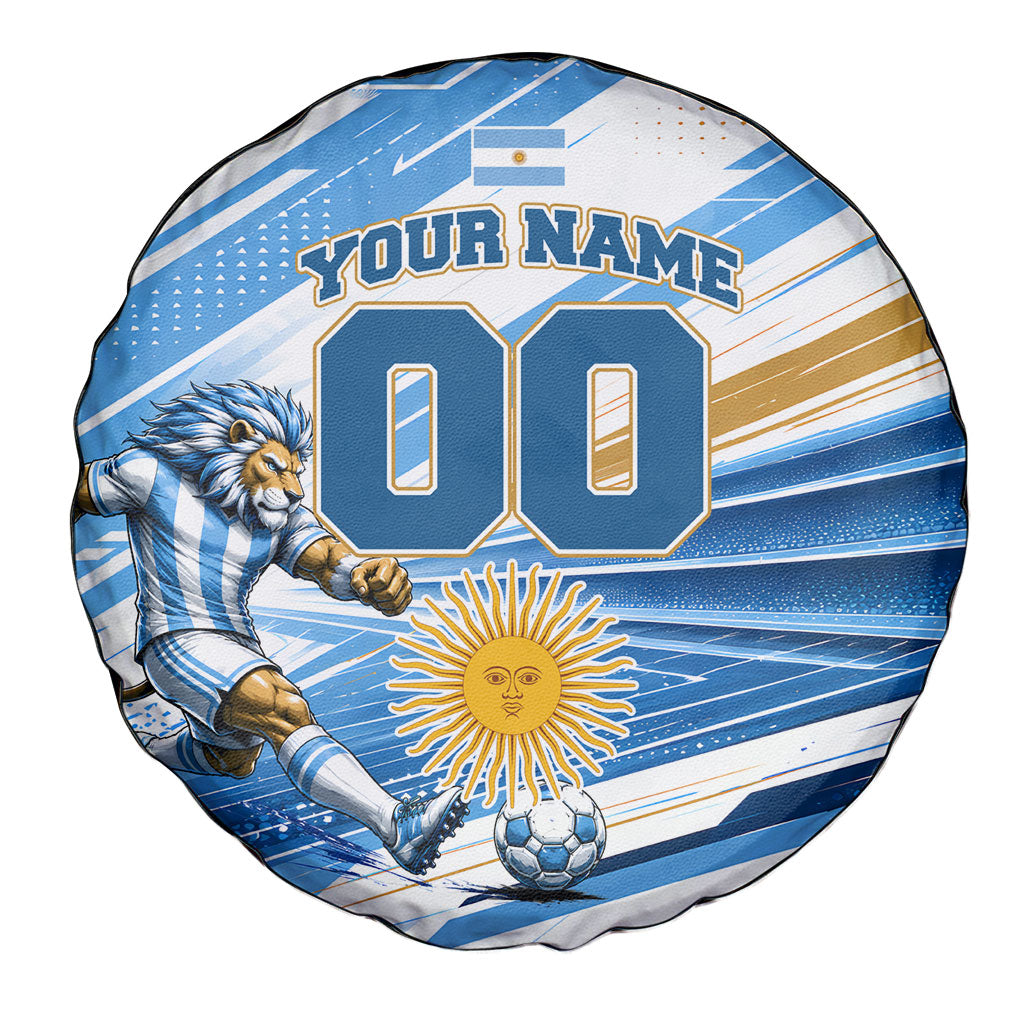 Personalized Argentina Football Champions Spare Tire Cover Sun Of May Lion Mascot - Style of King