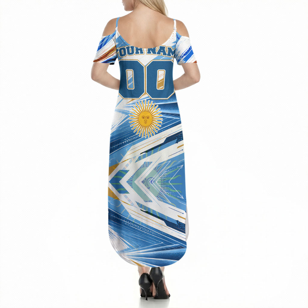Personalized Argentina Football Champions Summer Maxi Dress Sun Of May Lion Mascot - Style of King
