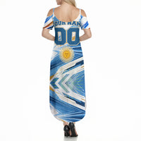 Personalized Argentina Football Champions Summer Maxi Dress Sun Of May Lion Mascot - Style of King