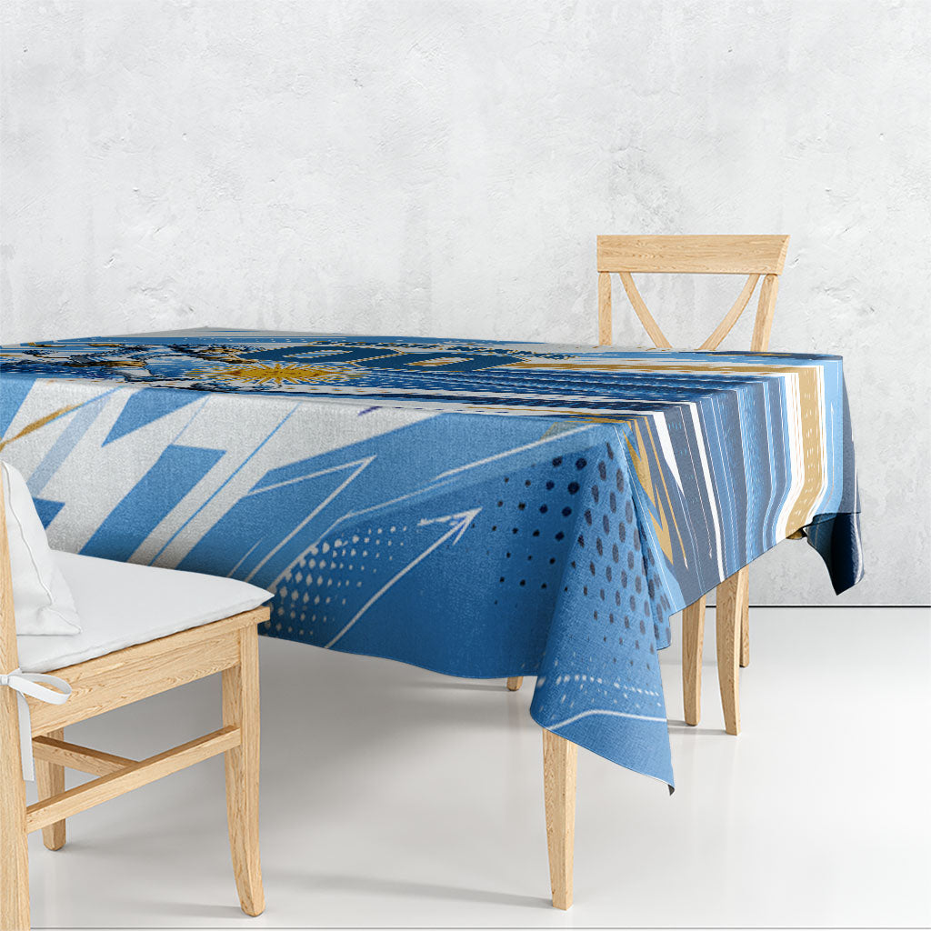Personalized Argentina Football Champions Tablecloth Sun Of May Lion Mascot - Style of King