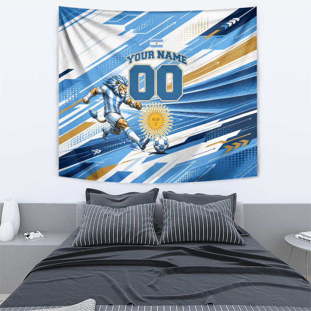Personalized Argentina Football Champions Tapestry Sun Of May Lion Mascot - Style of King