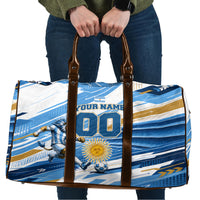 Personalized Argentina Football Champions Travel Bag Sun Of May Lion Mascot - Style of King