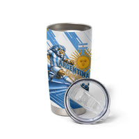 Personalized Argentina Football Champions Tumbler Cup Sun Of May Lion Mascot - Style of King