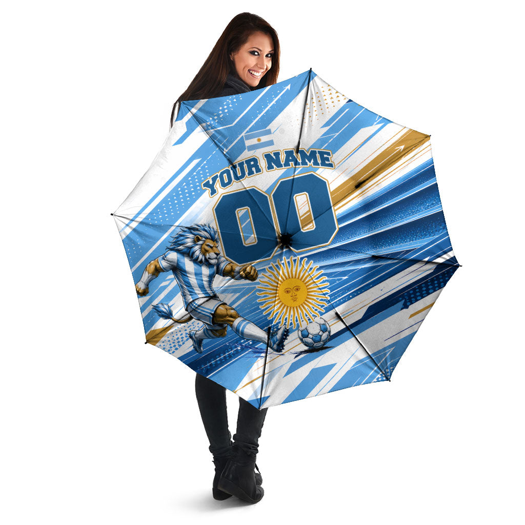 Personalized Argentina Football Champions Umbrella Sun Of May Lion Mascot - Style of King