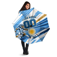 Personalized Argentina Football Champions Umbrella Sun Of May Lion Mascot - Style of King
