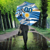 Personalized Argentina Football Champions Umbrella Sun Of May Lion Mascot - Style of King
