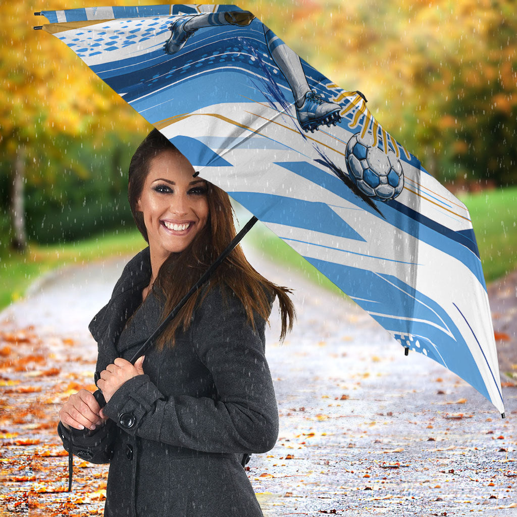 Personalized Argentina Football Champions Umbrella Sun Of May Lion Mascot - Style of King