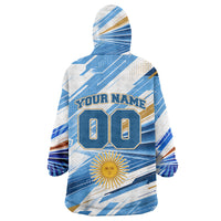 Personalized Argentina Football Champions Wearable Blanket Hoodie Sun Of May Lion Mascot - Style of King