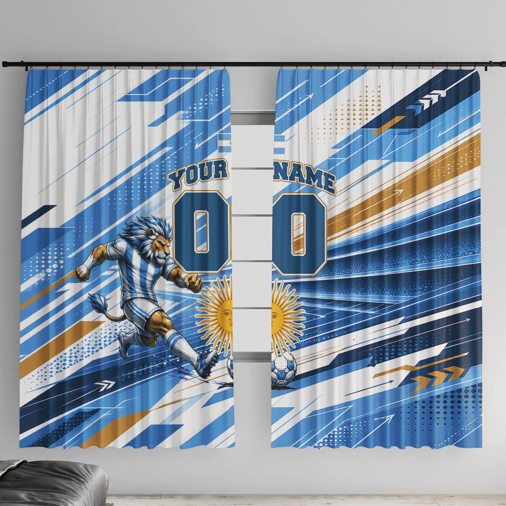 Personalized Argentina Football Champions Window Curtain Sun Of May Lion Mascot - Style of King