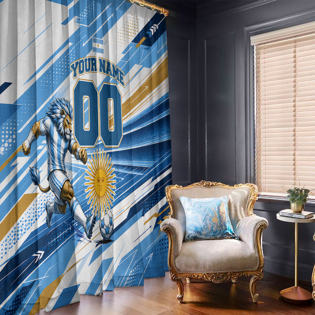 Personalized Argentina Football Champions Window Curtain Sun Of May Lion Mascot - Style of King