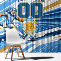 Personalized Argentina Football Champions Window Curtain Sun Of May Lion Mascot - Style of King