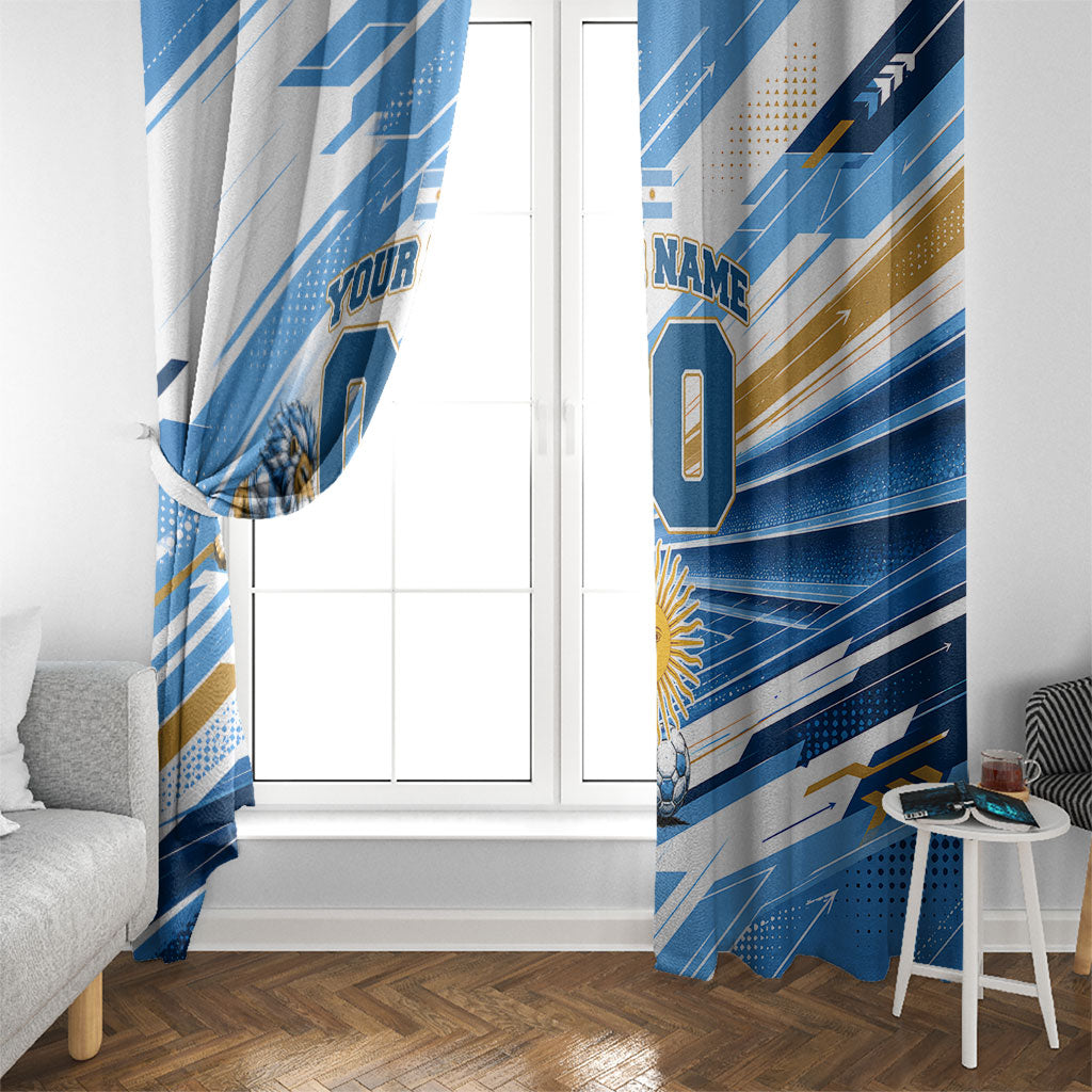 Personalized Argentina Football Champions Window Curtain Sun Of May Lion Mascot - Style of King