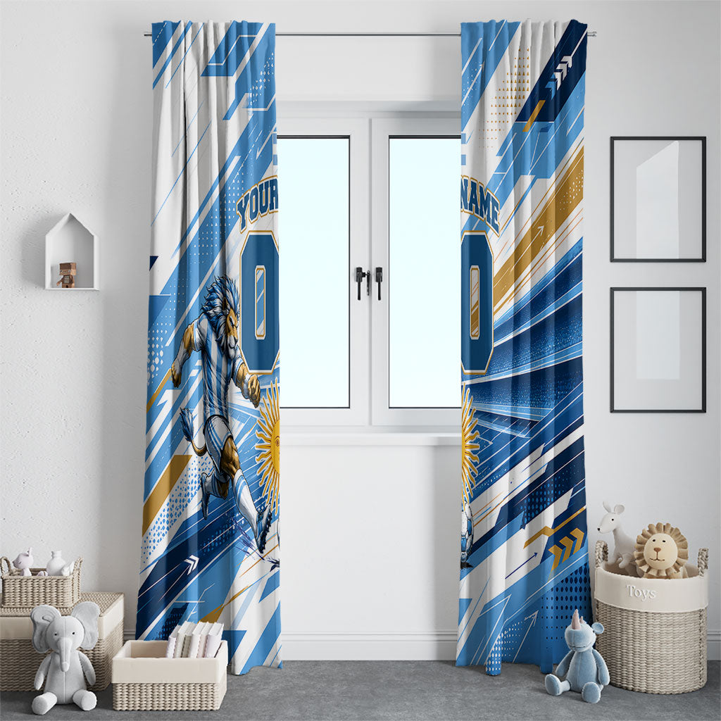 Personalized Argentina Football Champions Window Curtain Sun Of May Lion Mascot - Style of King