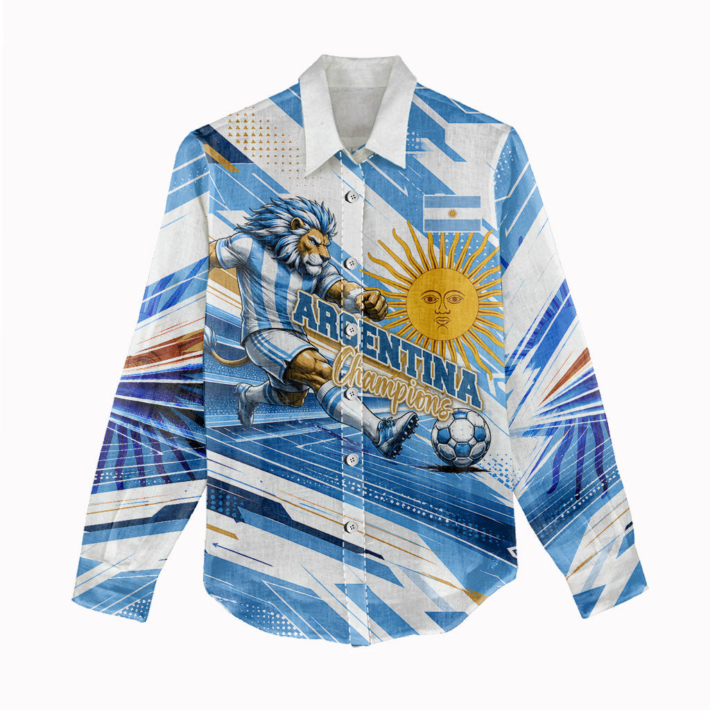 Personalized Argentina Football Champions Women Casual Shirt Sun Of May Lion Mascot - Style of King