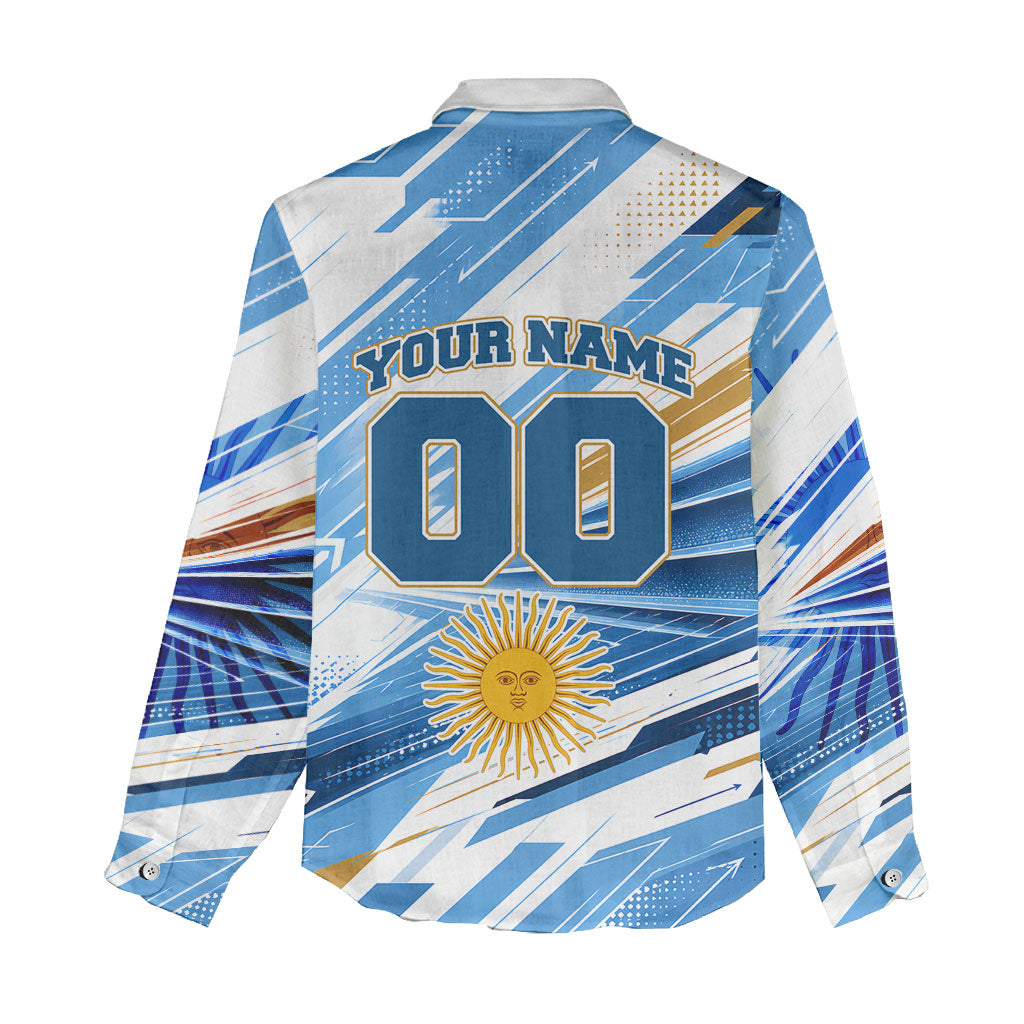 Personalized Argentina Football Champions Women Casual Shirt Sun Of May Lion Mascot - Style of King