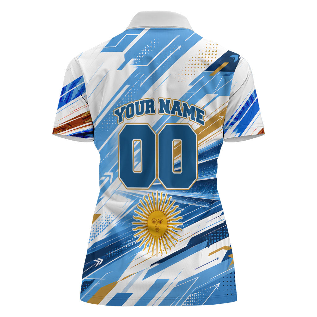 Personalized Argentina Football Champions Women Polo Shirt Sun Of May Lion Mascot - Style of King