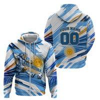 Personalized Argentina Football Champions Zip Hoodie Sun Of May Lion Mascot - Style of King