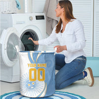 Personalized Argentina Football Fan Pride Laundry Basket Sun Of May Motif With Distressed Textures And Waves