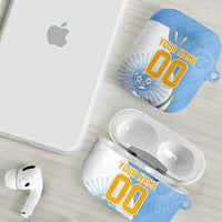 Personalized Argentina Football Fan Pride AirPods Case Sun Of May Motif With Distressed Textures And Waves