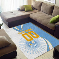 Personalized Argentina Football Fan Pride Area Rug Sun Of May Motif With Distressed Textures And Waves