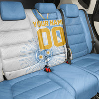 Personalized Argentina Football Fan Pride Back Car Seat Cover Sun Of May Motif With Distressed Textures And Waves