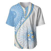 Personalized Argentina Football Fan Pride Baseball Jersey Sun Of May Motif With Distressed Textures And Waves