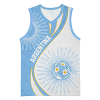 Personalized Argentina Football Fan Pride Basketball Jersey Sun Of May Motif With Distressed Textures And Waves