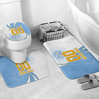 Personalized Argentina Football Fan Pride Bathroom Set Sun Of May Motif With Distressed Textures And Waves