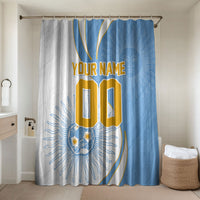 Personalized Argentina Football Fan Pride Bathroom Set Sun Of May Motif With Distressed Textures And Waves