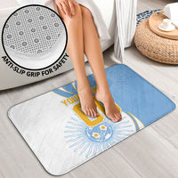 Personalized Argentina Football Fan Pride Bathroom Set Sun Of May Motif With Distressed Textures And Waves