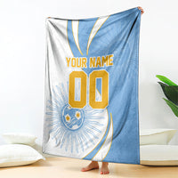 Personalized Argentina Football Fan Pride Blanket Sun Of May Motif With Distressed Textures And Waves