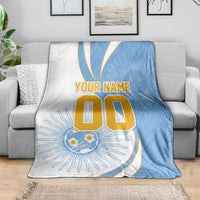 Personalized Argentina Football Fan Pride Blanket Sun Of May Motif With Distressed Textures And Waves