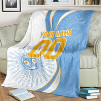 Personalized Argentina Football Fan Pride Blanket Sun Of May Motif With Distressed Textures And Waves