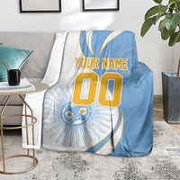 Personalized Argentina Football Fan Pride Blanket Sun Of May Motif With Distressed Textures And Waves