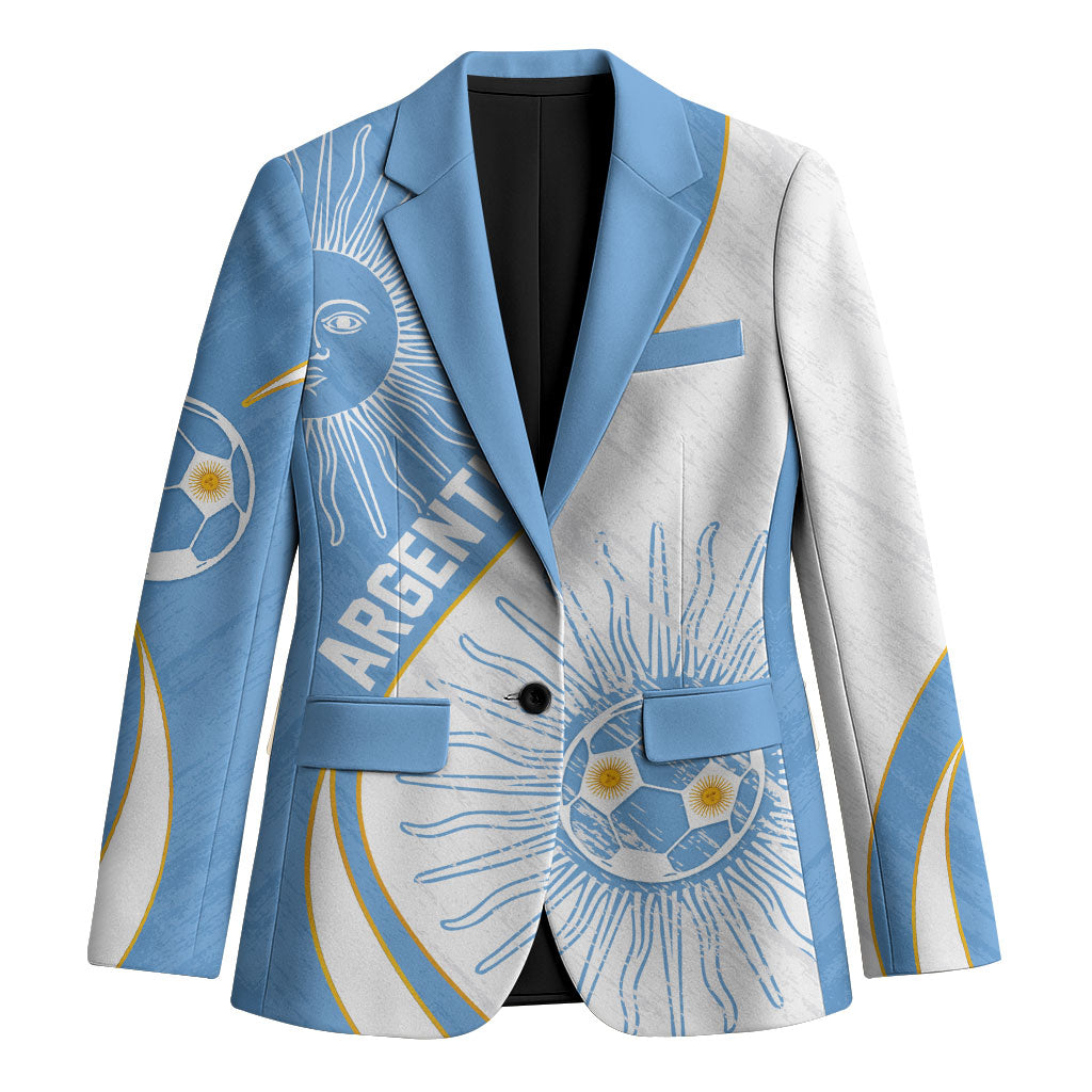 Personalized Argentina Football Fan Pride Blazer Sun Of May Motif With Distressed Textures And Waves