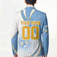 Personalized Argentina Football Fan Pride Blazer Sun Of May Motif With Distressed Textures And Waves
