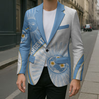 Personalized Argentina Football Fan Pride Blazer Sun Of May Motif With Distressed Textures And Waves