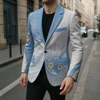 Personalized Argentina Football Fan Pride Blazer Sun Of May Motif With Distressed Textures And Waves