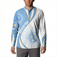 Personalized Argentina Football Fan Pride Button Sweatshirt Sun Of May Motif With Distressed Textures And Waves