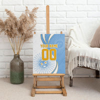 Personalized Argentina Football Fan Pride Canvas Wall Art Sun Of May Motif With Distressed Textures And Waves